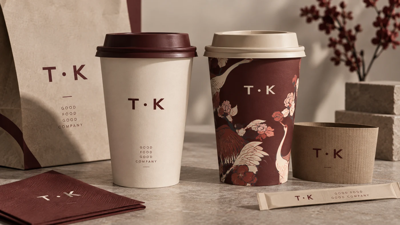 TK Kitchen branding concept: takeaway packaging